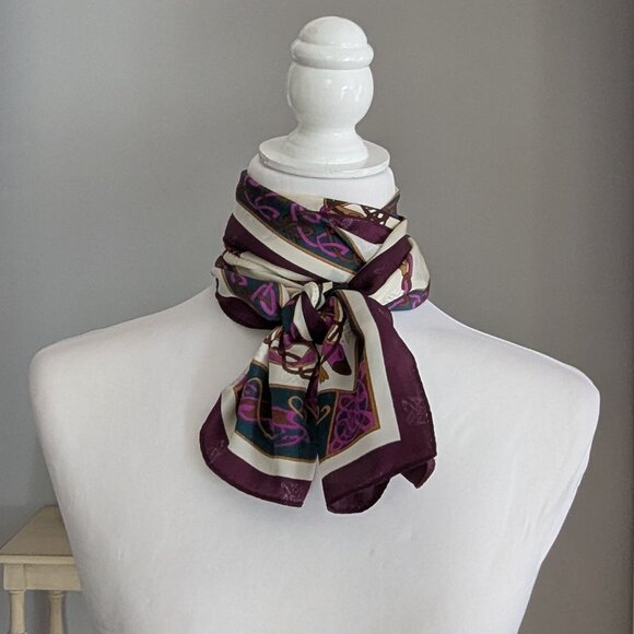 Vintage Celtic Renaissance Silk Scarf Knotwork Dragon Rectangle - Picture 2 of 7